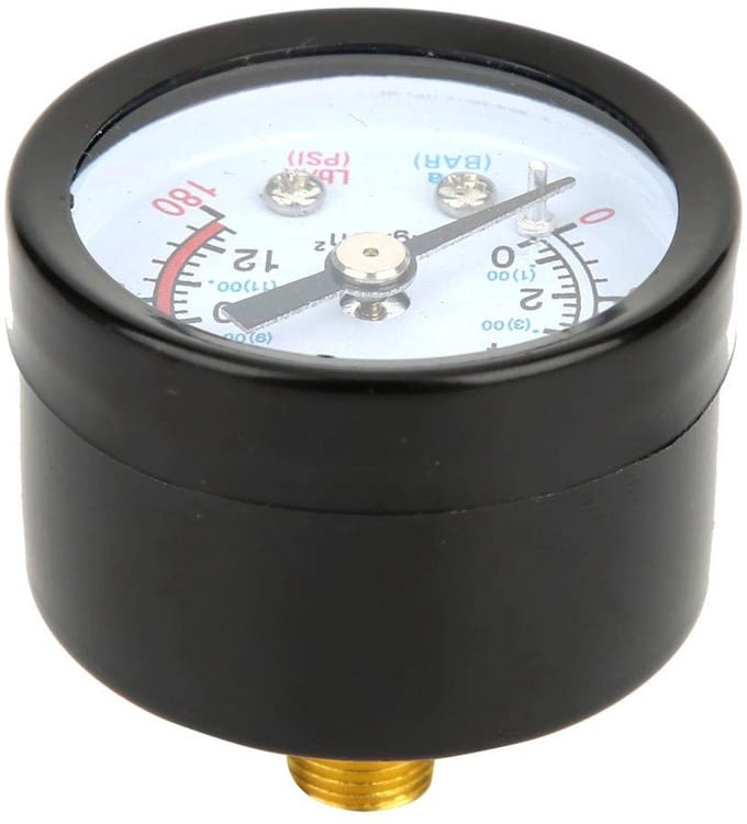 Dailygoods- Manometer voor Schroefcompressoren - Drukmeter - Manometer Waterdruk - Manometer Compressor - Y40 Iron Shell - Schokbestendig