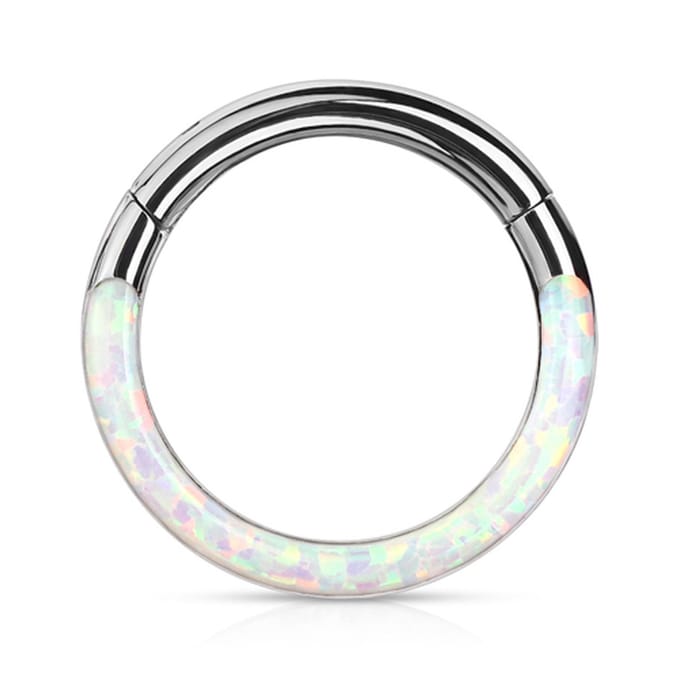 Piercing PVD high quality opal front 1.2x10 - zilver - LMPiercings