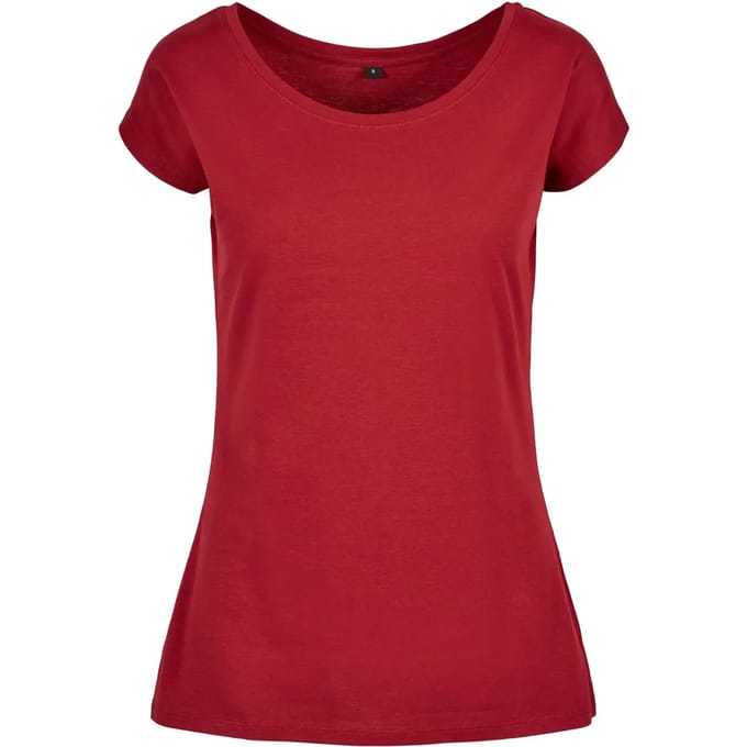 Build your Brand Ladies´ Wide Neck Tee BYBB013 - Burgundy - 3XL