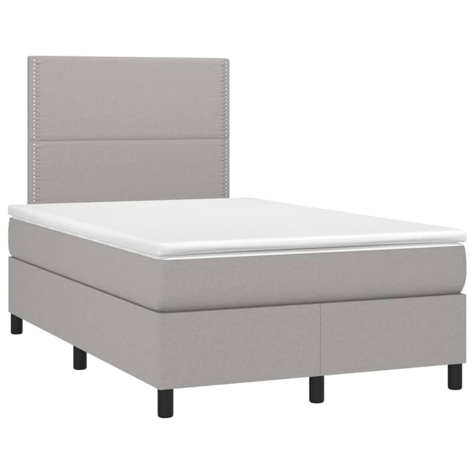 vidaXL - Boxspring - met - matras - en - LED - stof - lichtgrijs - 120x200 - cm