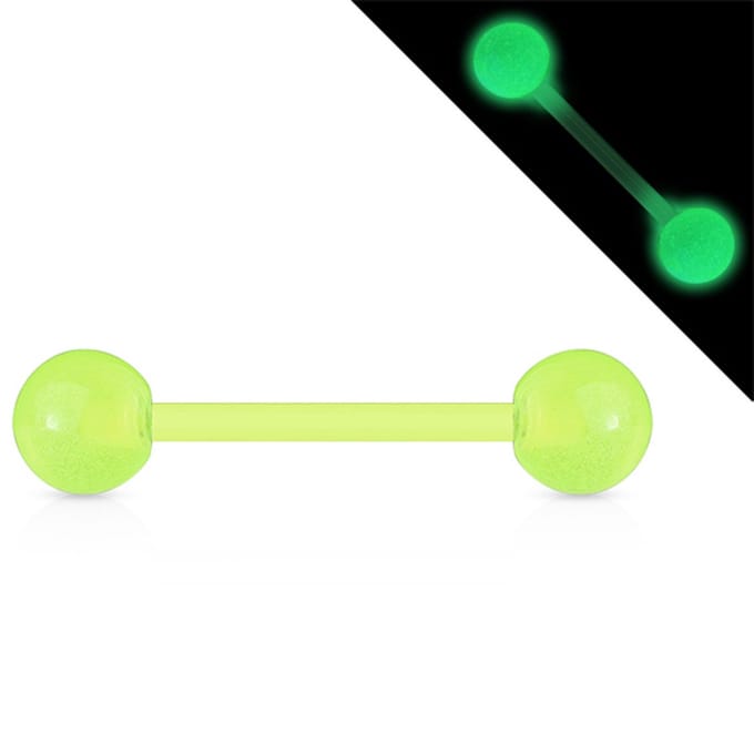Piercing flexibele staaf glow in the dark groen - LMPiercings