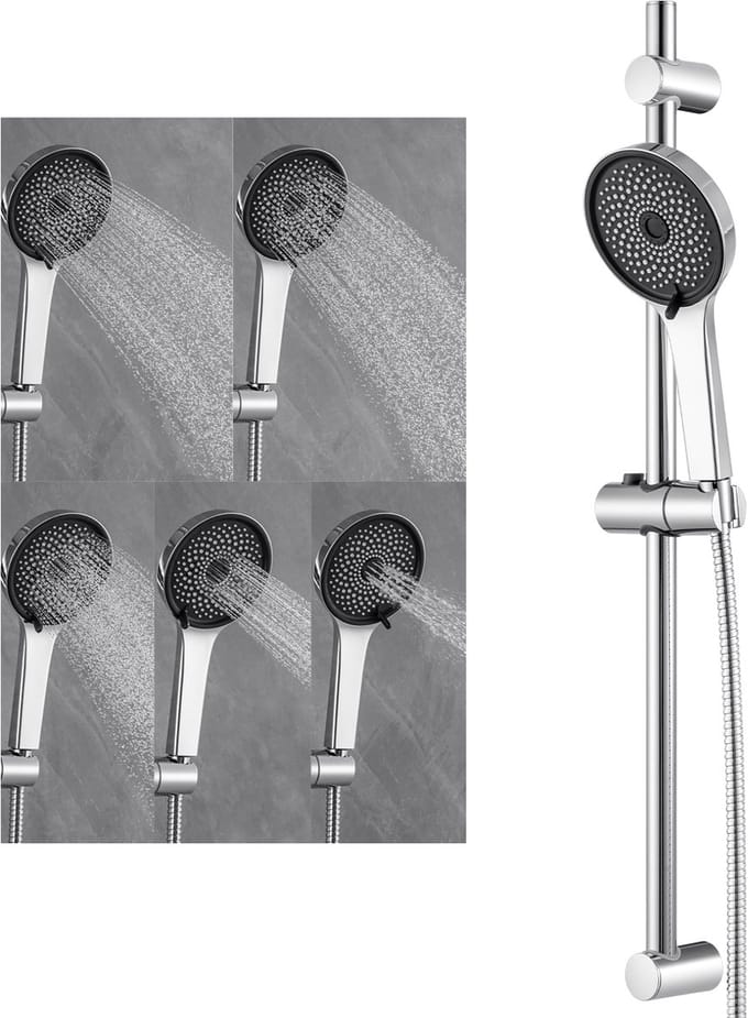 Auralum MAX Doucheset met Handdouche - 70 cm Glijstang - 5 Standen - Doucheslang 150 cm - Waterbesparend - Chroom