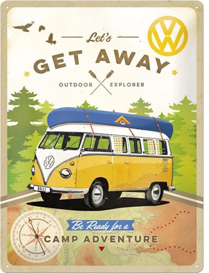 Reclamebord Volkswagen T1 get away