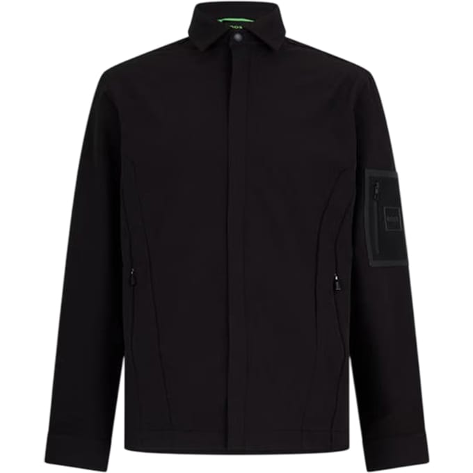 Boss Expedit Oxford-overshirt voor heren met ritszak (Zwart)