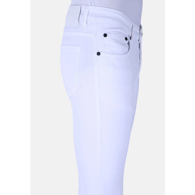 Witte Spijkerbroek Heren - Nette Heren Jeans Slim Fit - Stretch Jeans Heren - 1089 - Wit