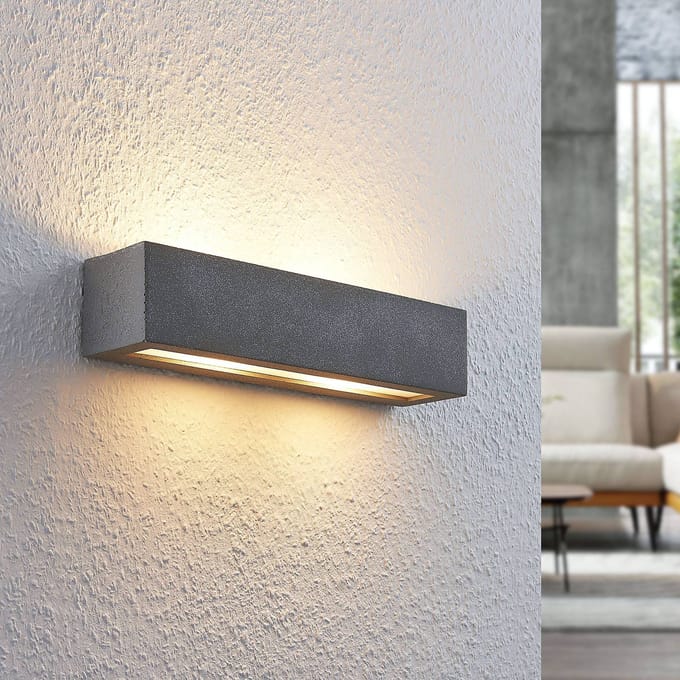 Lindby - wandlamp - 2lichts - Beton - H: 7.5 cm - G9 - grijs