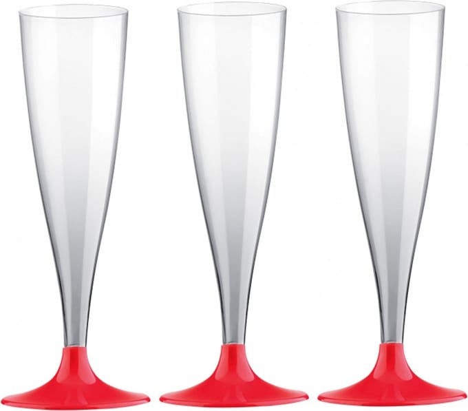 Santex Champagneglazen - 10x - plastic - 140 ml - rood - herbruikbaar