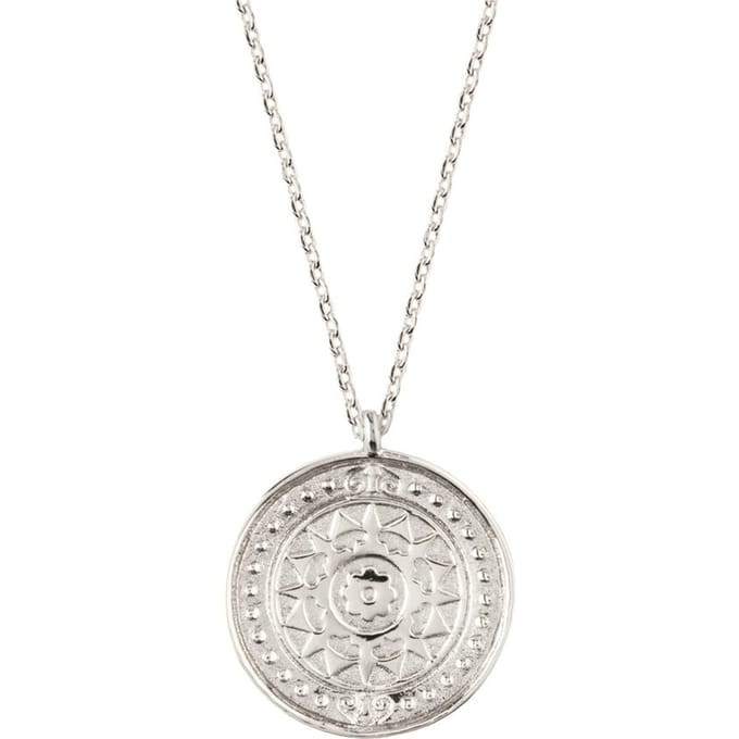 Orelia ketting kort met ingegraveerd muntje zilverkleurig - 46 cm