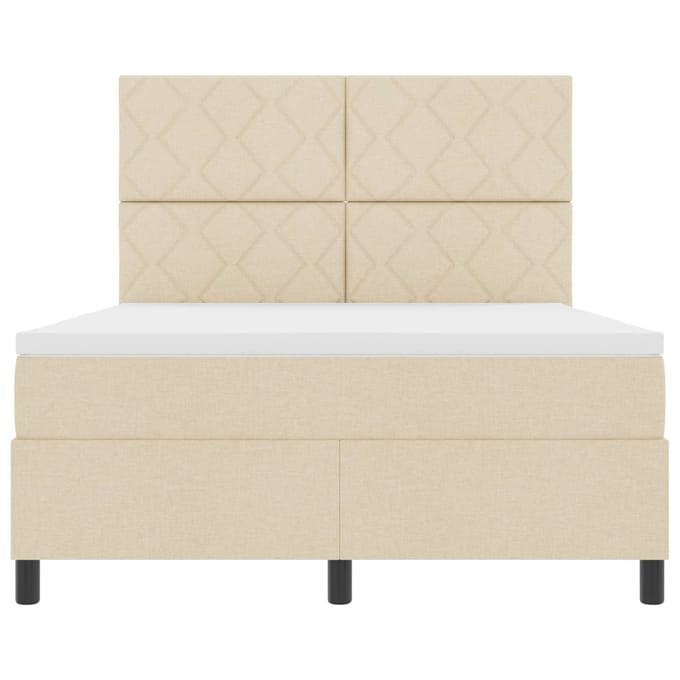 vidaXL - Boxspring - bed - met - LED-stripverlichting - Crème - 160 - x - 200 - cm - Stof