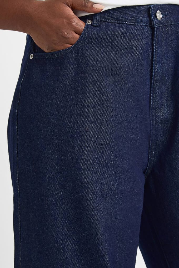 boohoo Dames Plus Hoge Taille Wijde Pijpen Jeans | Indigo | Maat: 16
