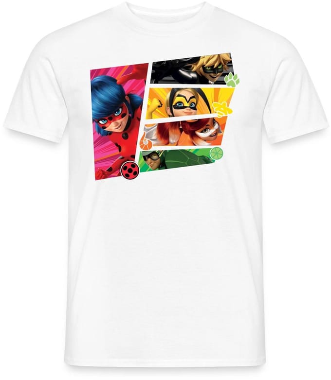 Miraculous Superhelden Ladybug Chat Noir Vesperia T-Shirt Heren