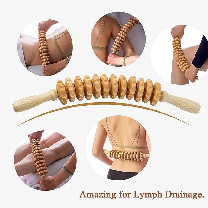 Therapie Roller Massage Tool Handheld Cellulitis Trigger Point Stick Lymfedrainage Anti Cellulitis Spierontspanningsroller beige