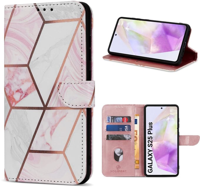 Solidenz hoesje - Geschikt voor Samsung Galaxy S25 Plus - Bookcase - Marmer
