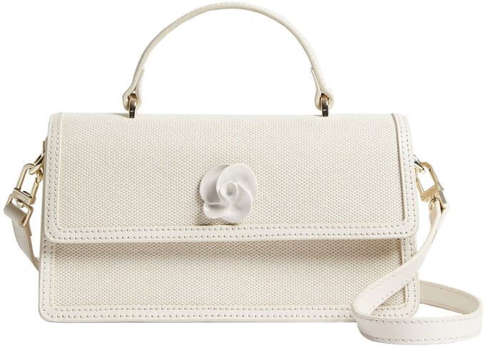 Ted Baker Handtas Schoudertas Audris Canvas Rose Hardware Elongated Bag Ecru Crème