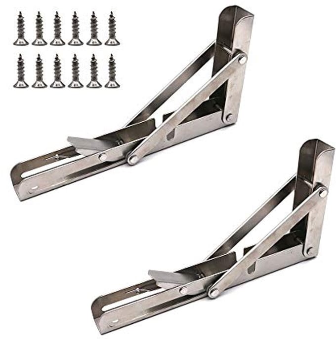Set van 2 opklapbare plankbeugels 8 Inch voor kleine ruimtes