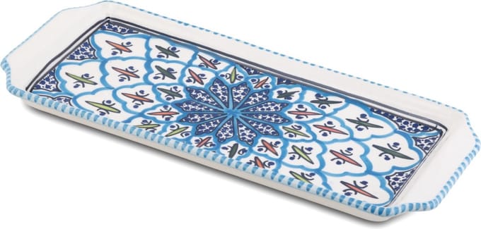 Cake schaal Turquoise blue fine serveerschaal handgemaakt 35 x 14 cm | CP.TF.30 | Dishes & Deco