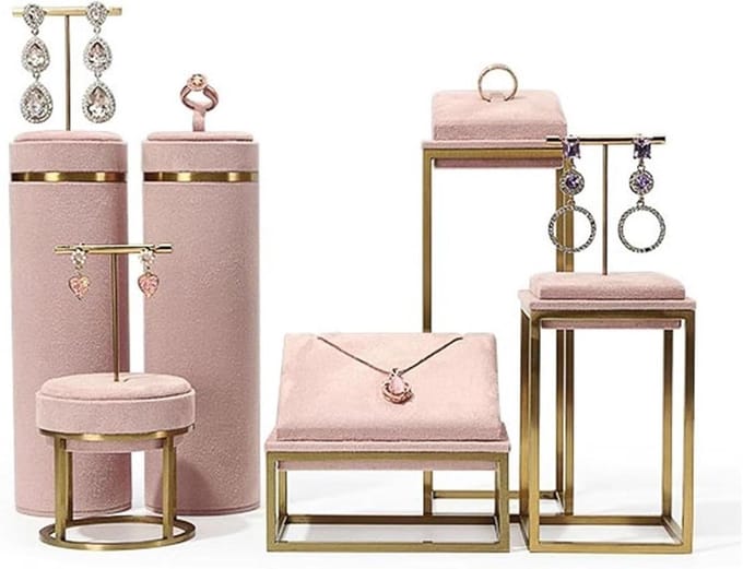 Juwelendoos Set - Sieraden Displays - Verkoop Presentatie - Zachte Microvezel - 6 Stuks - Roze