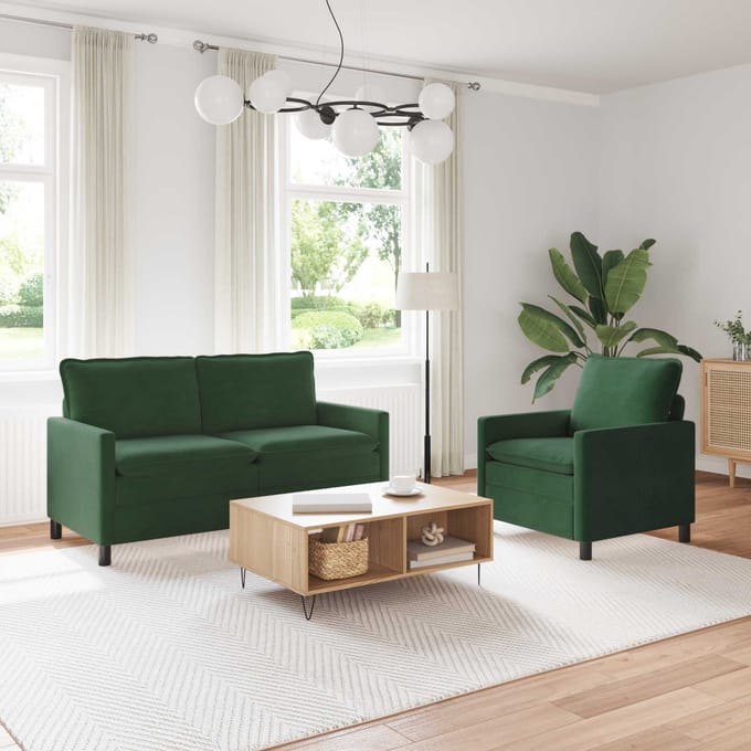 vidaXL - Bankstel - 2 - st - Jungle - Groen - Stof