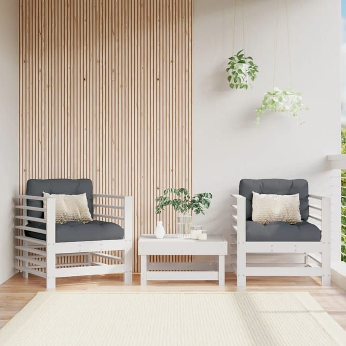 vidaXL - Tuinstoelen - 2 - st - massief - grenenhout - wit