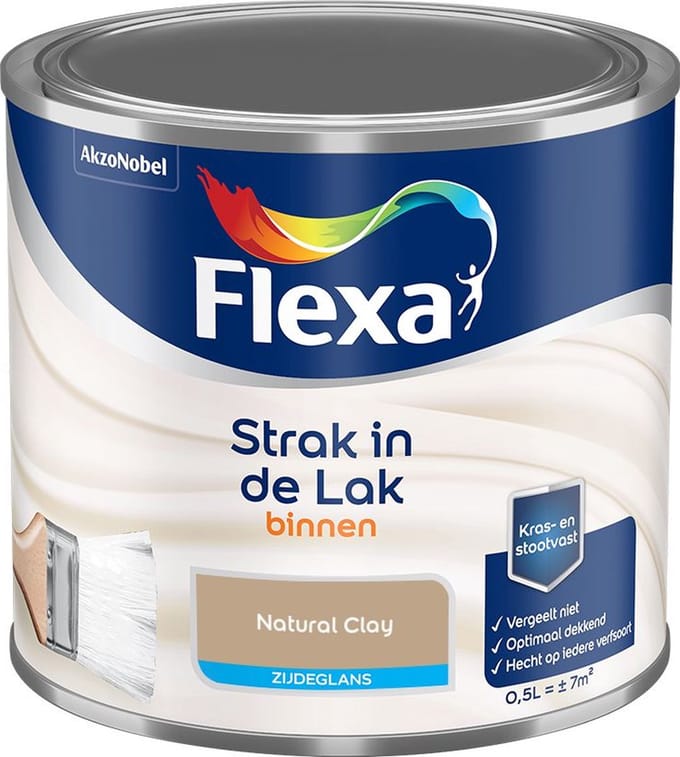 Flexa - Strak In De Lak Binnenlak Zijdeglans - Natural Clay - Mengverf - 500 Ml