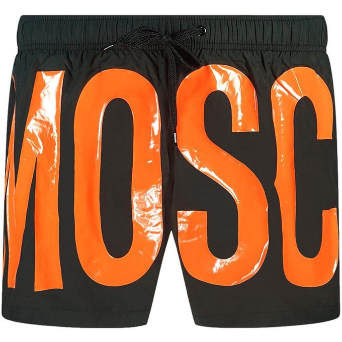 Moschino Heren Logo Zwemshort (Oranje/zwart)