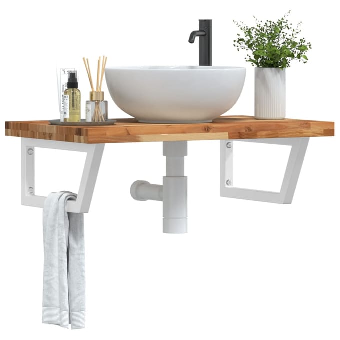 vidaXL - Badkamer - wandschap - staal - en - massief - acaciahout