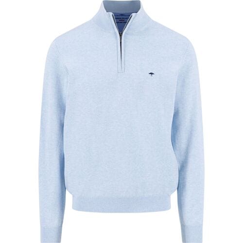 Fynch Hatton - Half zip trui - Heren - L - Licht blauw - Katoen - 1613-215