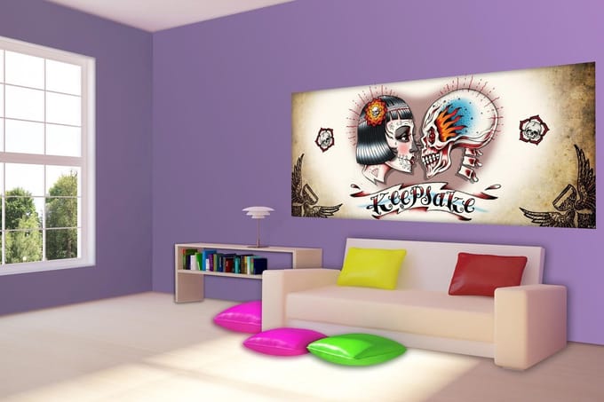 Skull Heart Tattoo Photo Wallcovering