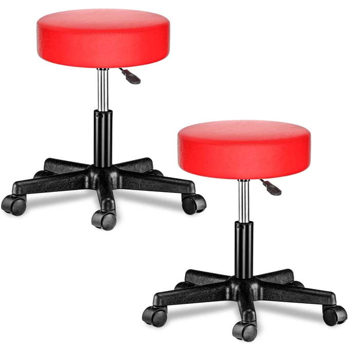 Casaria Verstelbare Draaikruk - 46/60cm Zithoogte – 2 Stuks Rood