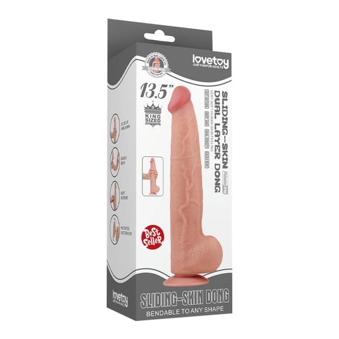 LoveToy - Sliding Skin Dildo 34 cm - Nude