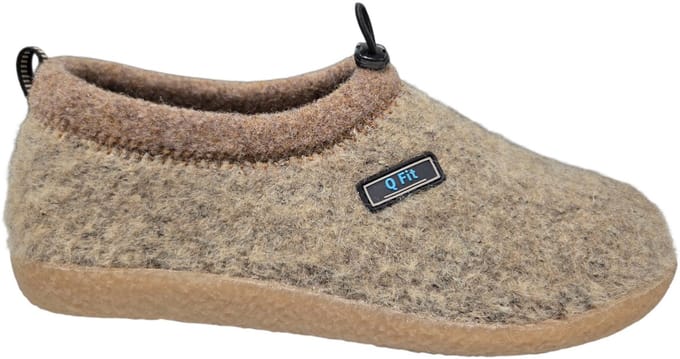 Q Fit Ronald Wollen Beige Gesloten Heren Pantoffels - Beige - 45