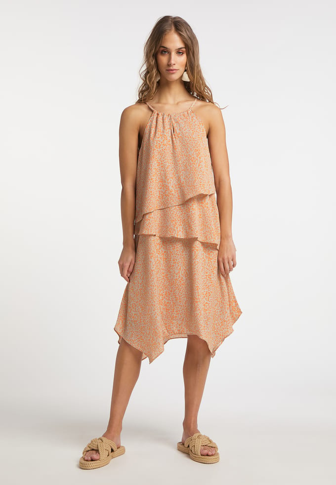 IZIA midi-jurk Dames Oranje Beige