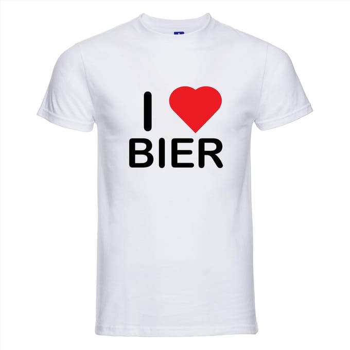 I LOVE BIER T-shirt - 100% Katoen - Maat S - Classic Fit - Wit