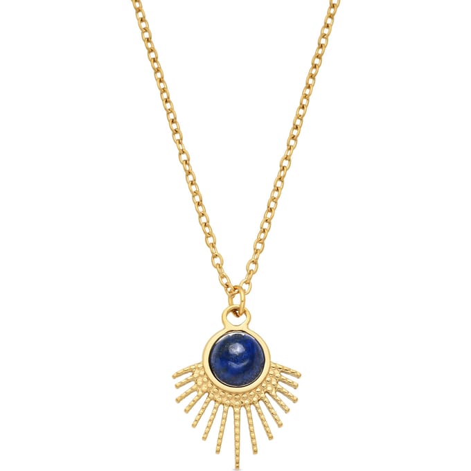 Luxenter Ketting van natuurlijk lapis lazuli met 18-karaats geelgouden afwerking - Ankyo