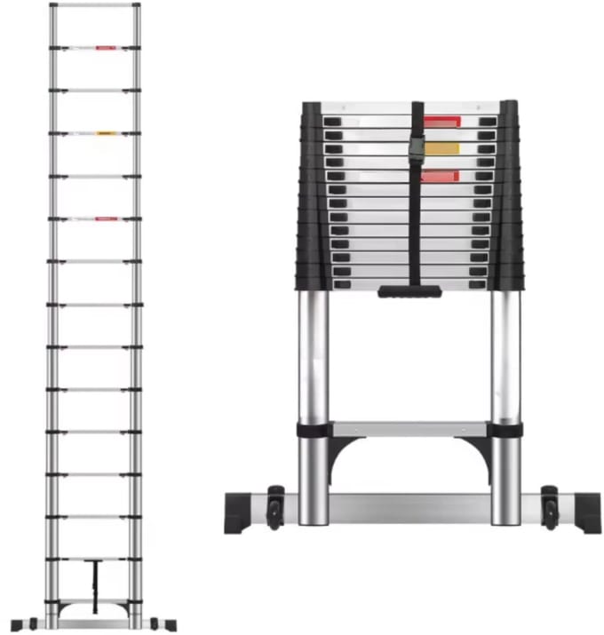 Telescopische Ladder Caverna - 3,2M - Multifunctioneel - Roestvrijstalen Uitschuifbare Ladder - Stevig en Draagbaar - EN131