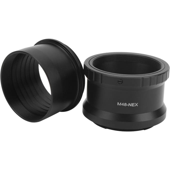 Telescoop 2in M48x0.75mm T-type Adapter en M48NEX Lensadapter voor Sony E-mount Camera black