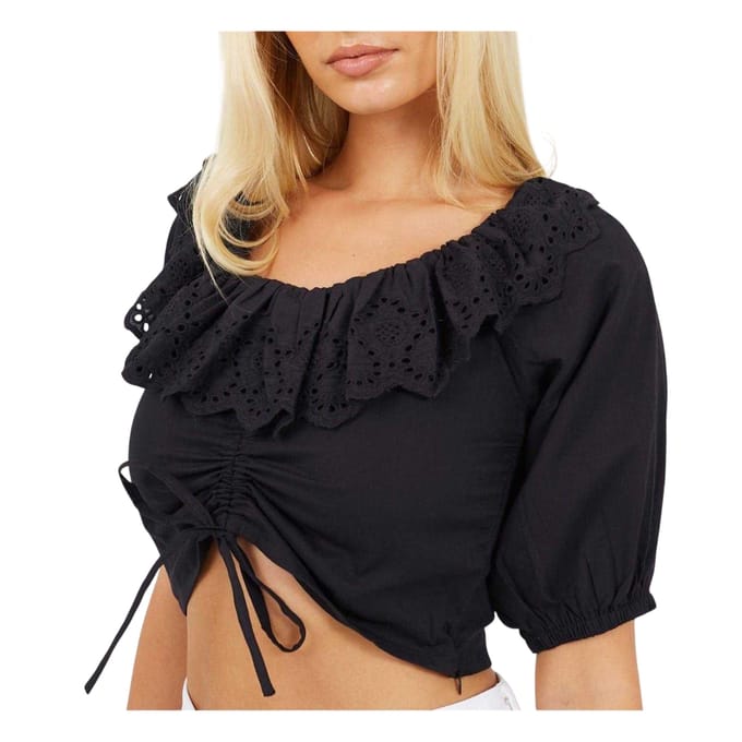 Brave Soul Dames/Dames Bardot Gewaad Top (Zwart)