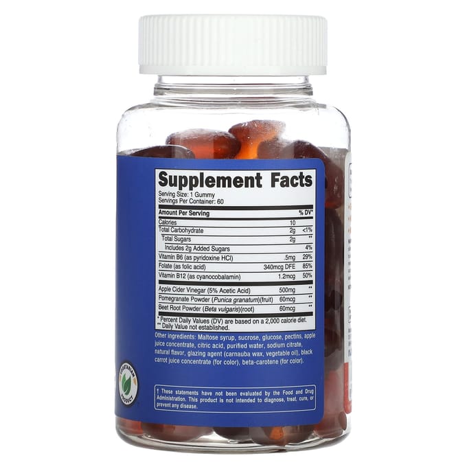 Appelciderazijn Gummies, Appel, 500mg, 60 Gummies