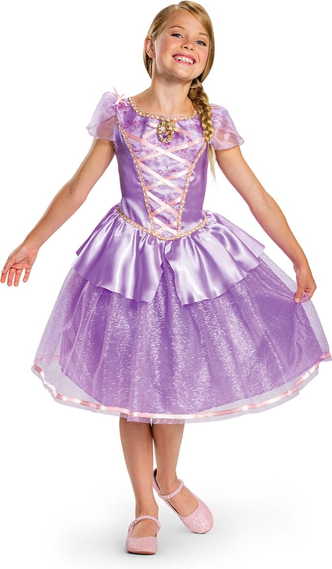DISNEY Prinses - TANGLED, Rapunzel Deluxe , Maat M (7-8 jaar), Meisjes