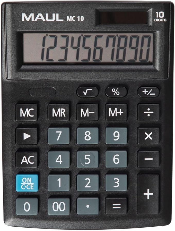 Bureaurekenmachine - Zakrekenmachine Kantoor - Snelle Berekeningen - Groot Schuin Display - 13.7 x 10.3 cm - Zwart