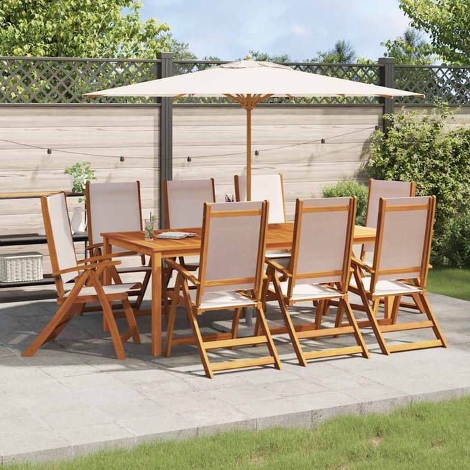 vidaXL - Opklapbare - stoelen, - 8 - stuks, - van - massief - acaciahout - en - textilene.