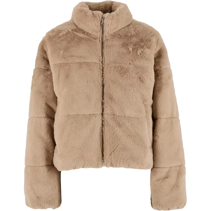 Urban Classics - Short Faux Fur Gewatteerd jack - XS - Beige
