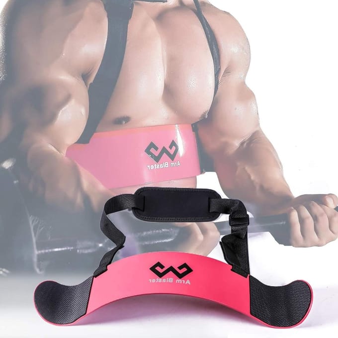 Arm Blaster - Biceps Isolator Curl - Kracht Training - Verstelbare Riem - 59 x 10 x 10 cm - Roze