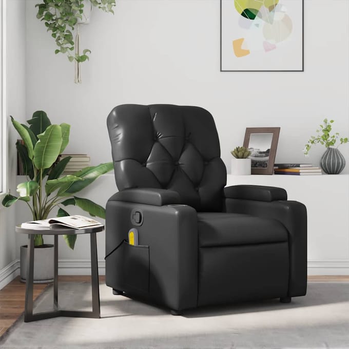 vidaXL - Massagestoel - verstelbaar - kunstleer - zwart