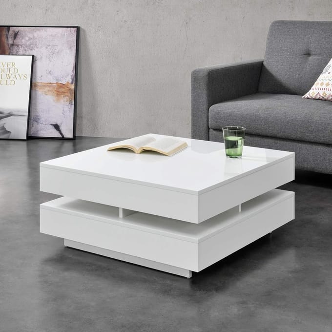 Salontafel vierkant 75x75 cm in wit hoogglans