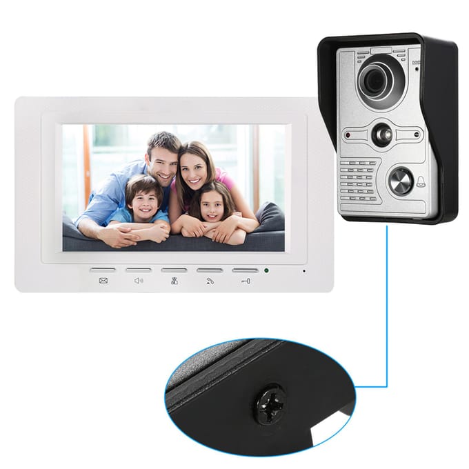 7 inch bedrade videodeurbel-binnenmonitor met IR-CUT regendichte buitencamera, visuele intercom EU Plug
