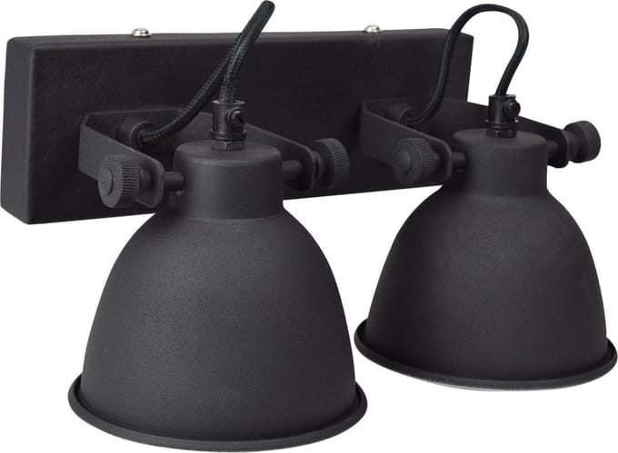 Urban Interiors Industrial Double Wandlamp Zwart - Stelbaar - 16x28x14