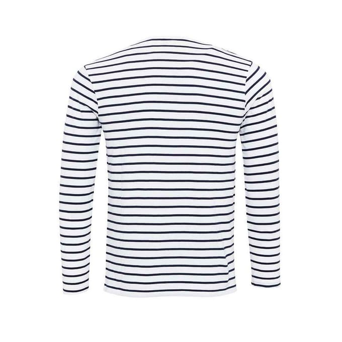 Premier Heren Long John Stripe Roll Sleeve T-shirt (Wit/Zwaar)