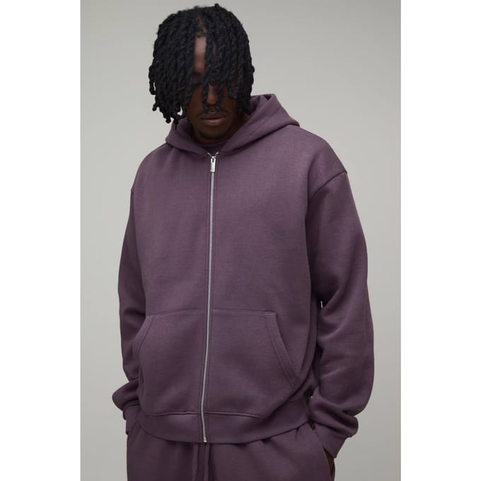 Lange Essentiële Oversized Boxy Hoodie Met Ritssluiting | Mauve | Size Small