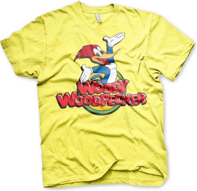 Woody Woodpecker Heren Tshirt -S- Classic Logo Geel